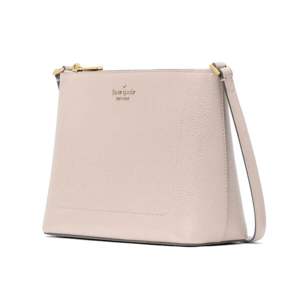 New Kate Spade Leila Crossbody Pebble Leather Cozy Grey (light beige) - Picture 1 of 5